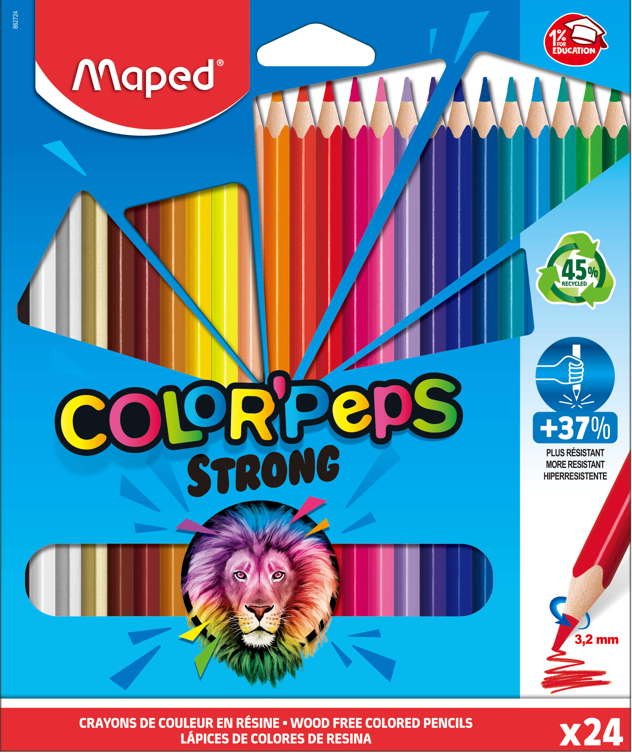 Colour Pencils Color'peps Ultra Resistant X 24 MAPED 862724
